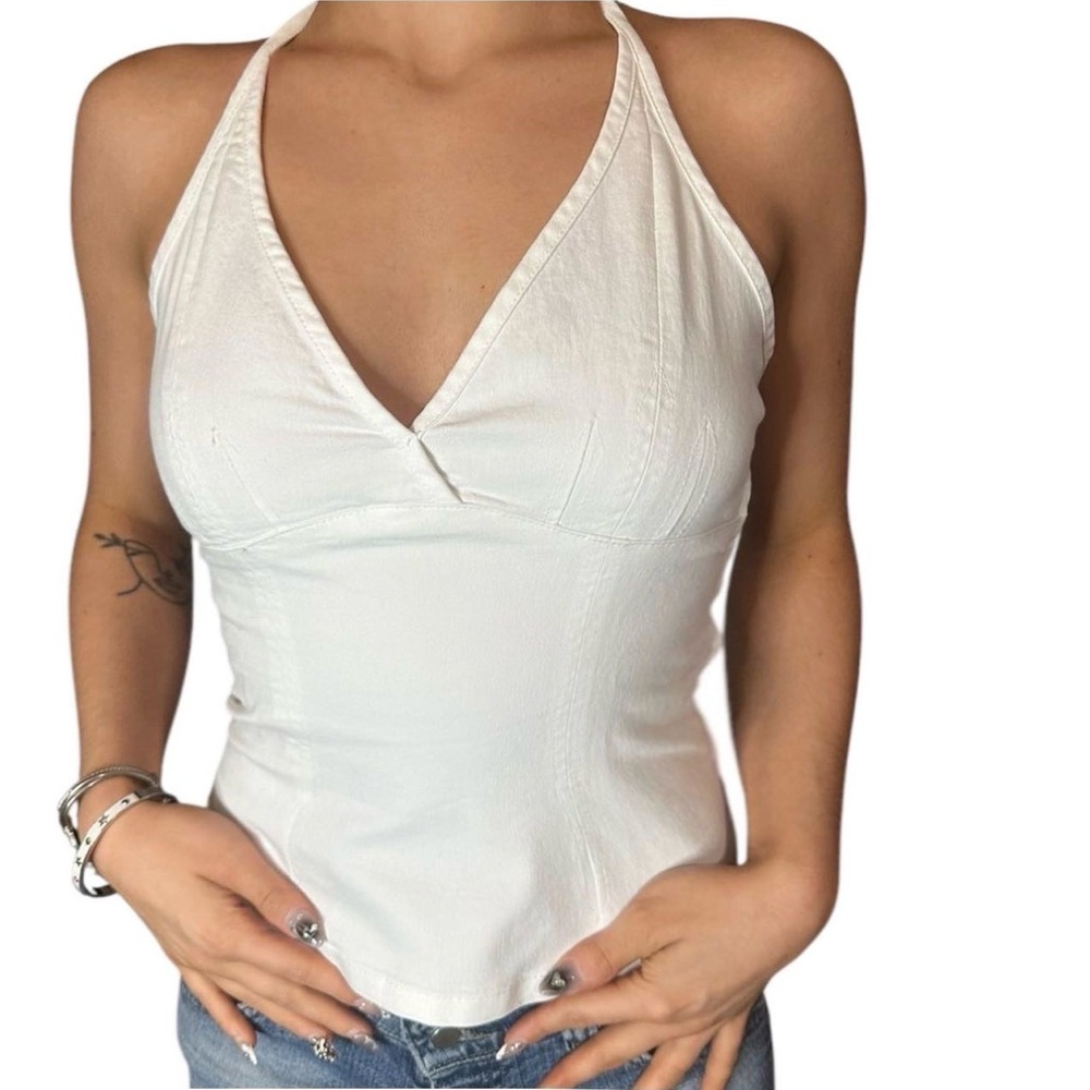 White Halter Neck Women's Top